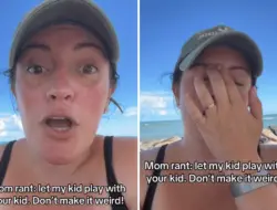 Ibu marah saat anaknya mendekati keluarga di pantai