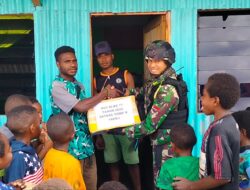 Satgas Pamtas Yonif Raider 142/KJ Salurkan Bantuan Sembako ke Panti Asuhan