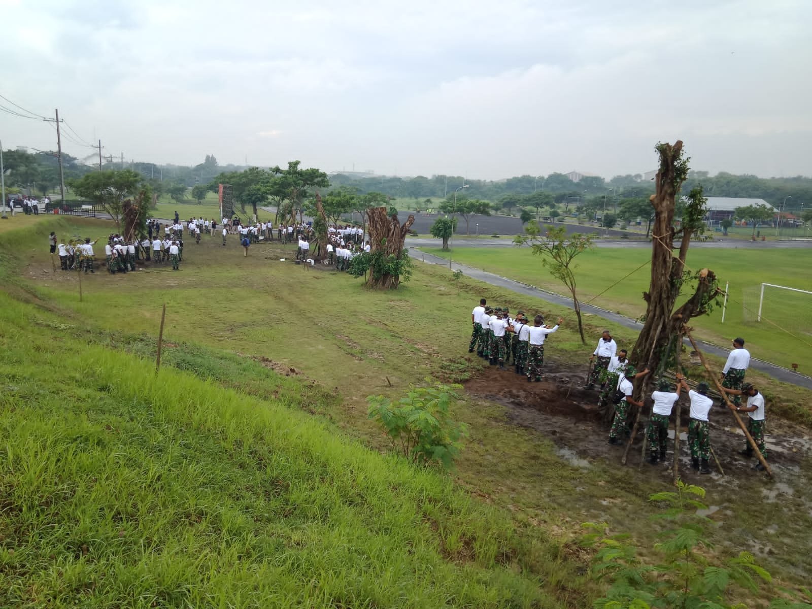 Marinir dan Awak Media Tancapkan Beringin Raksasa Secara Kolosal