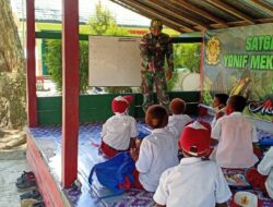 Satgas Yonif MR 413 Kostray Usahakan Siswa Perbatasan Tetap Bisa Belajar