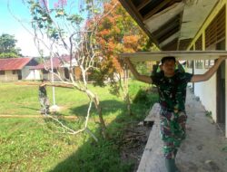 Kondisi Sekolah di Tapal Batas RI-PNG Memprihatinkan, Satgas Yonif 143/TWEJ Langsung Renovasi