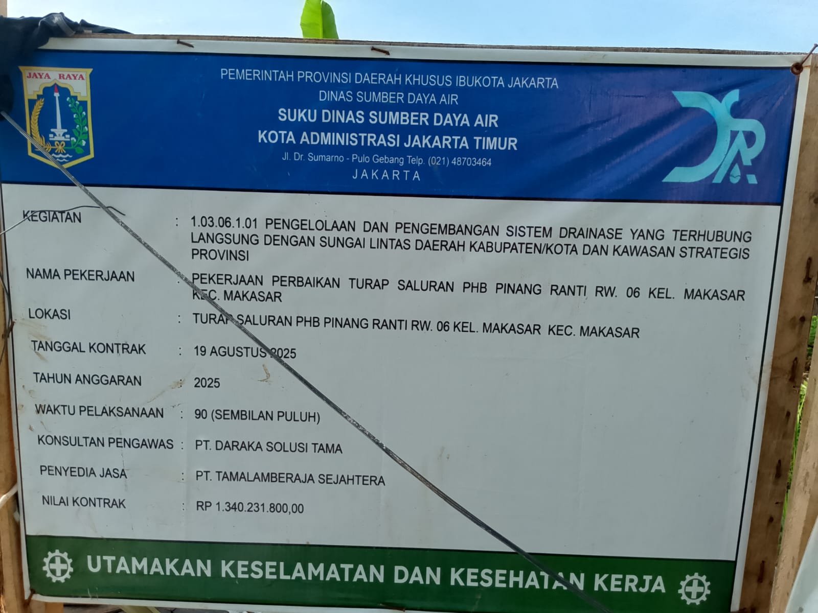 Dugaan Pelanggaran Spesifikasi dan Hak Buruh, Proyek SDA Jaktim Rp1,3 Miliar Jadi Sorotan