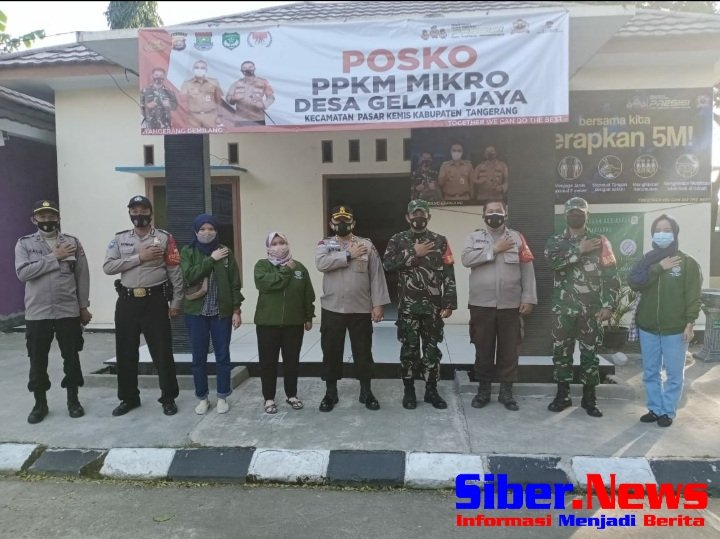 Dirnarkoba dan Dirtahti Polda Banten Kunjungi Posko PPKM Desa Gelam Jaya