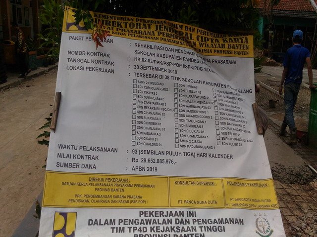 Rehabilitasi dan Renovasi SMPN 03 Pandeglang Diduga Tidak Sesuai Spesifikasi