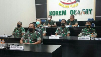 Danrem 064/MY dan Para Kasi Kasrem Ikuti Rakornas Tangguh Bencana Secara Virtual