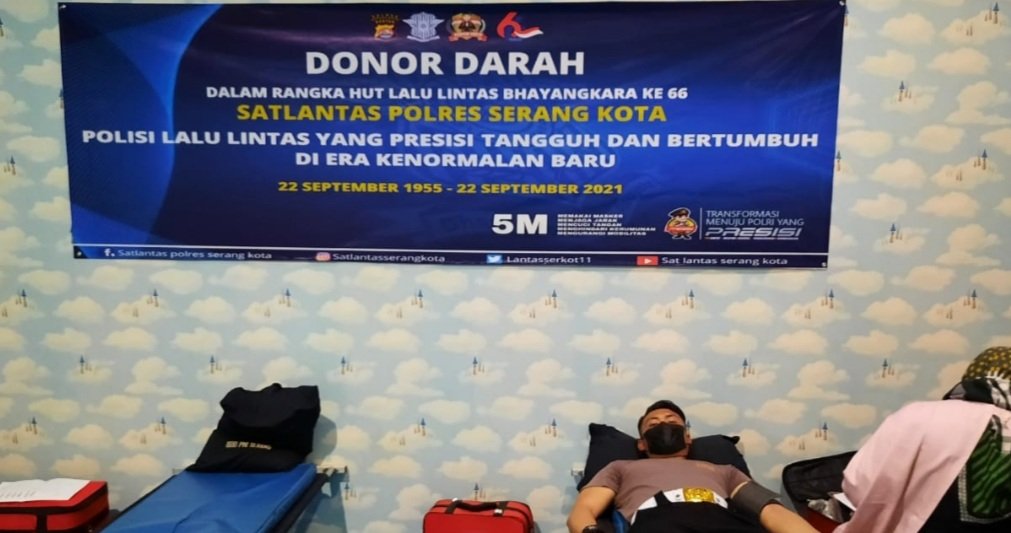 HUT Lalu Lintas Bhayangkara ke-66, Satlantas Polres Serang Kota Gelar Donor Darah