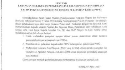 Dindikbud Kota Serang Keluarkan SE Serius Bersihkan Calo dan Pungli