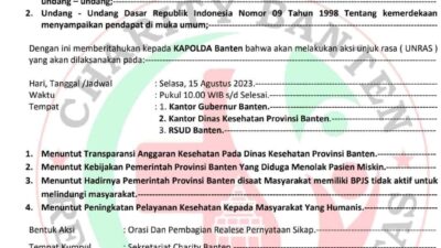 Relawan Charity Banten dan 8 Ormas Akan Unjuk Rasa atas Penolakan Pasien Miskin oleh RSUB