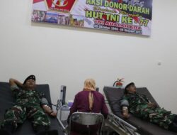 Satgas Yonif Raider 600/Modang Gelar Donor Darah HUT Ke-77 TNI 2022