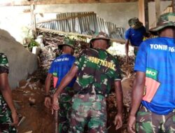 Prajurit Yonif 763/SBA Bantu Penanganan Longsor di Kampung Bintuni Papua