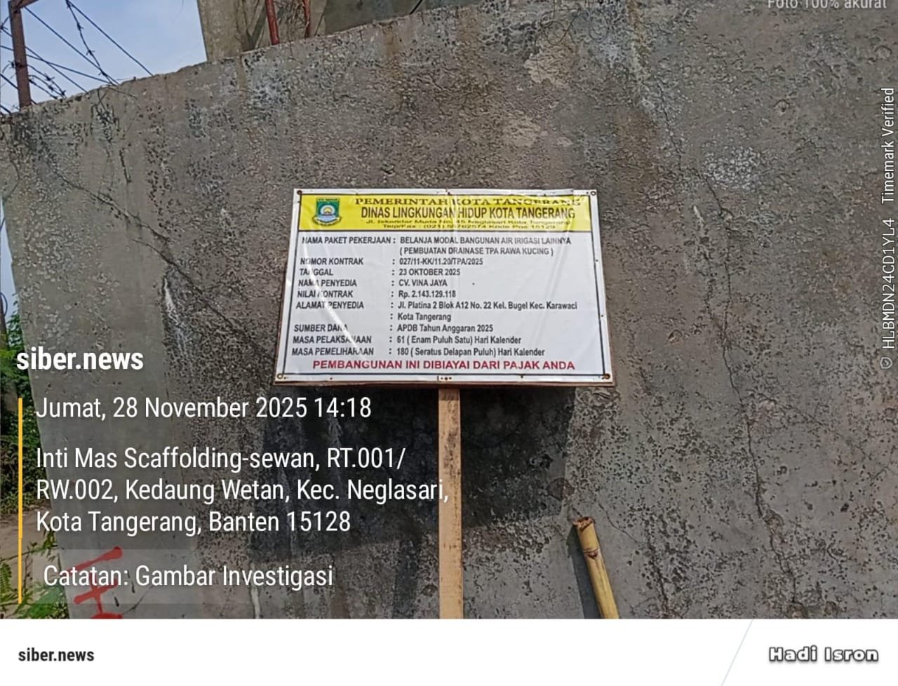 Sorotan Proyek Drainase Rawa Kucing: Tiang Kolom Diduga Kurang Volume