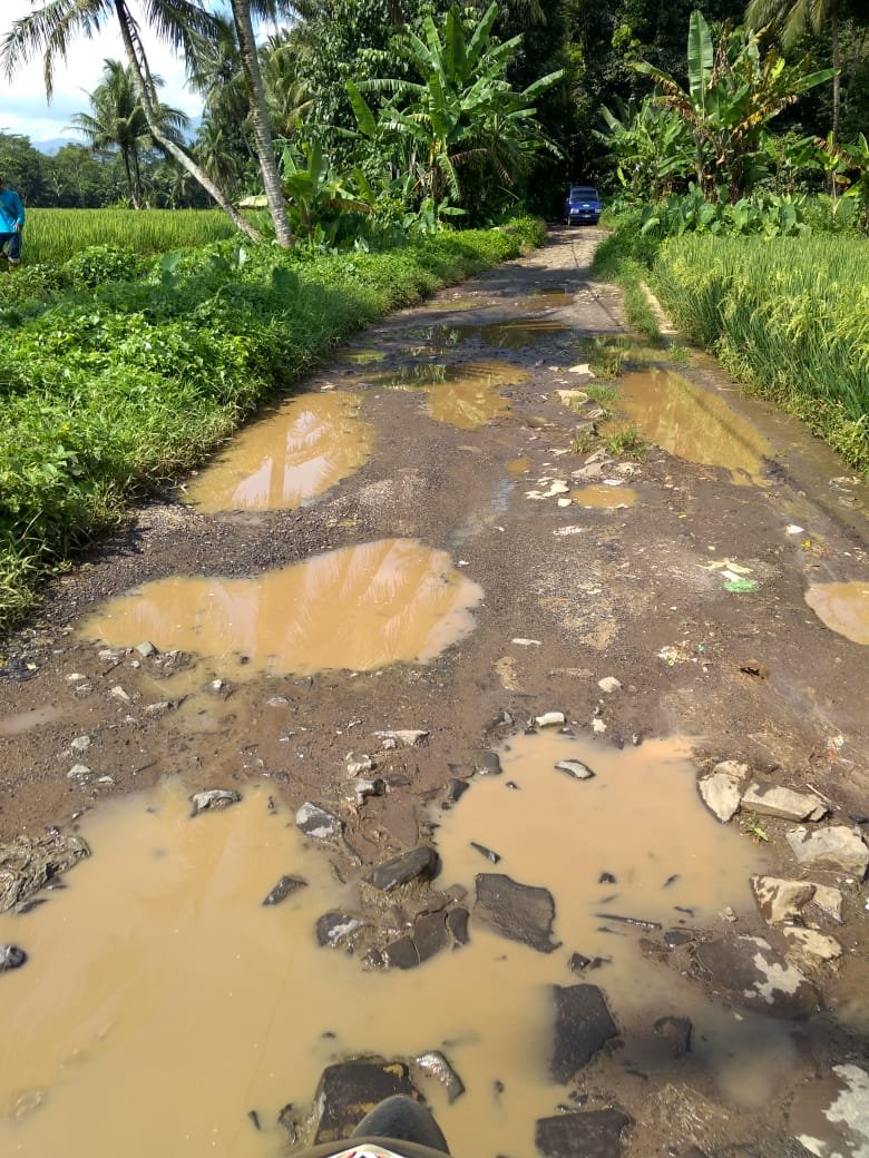 Jalan Desa Rusak Parah, Warga Minta Pemkab Pandeglang Tak Tutup Mata