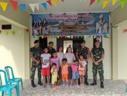 Satgas Yonarmed 1 Kostrad Kunjungi Panti Santa Maria Ratu Rosari Bagi Bantuan