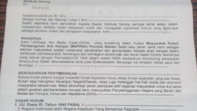 Walikota Serang Diduga Tak Menjawab Surat Audensi MAPPAK Soal THM