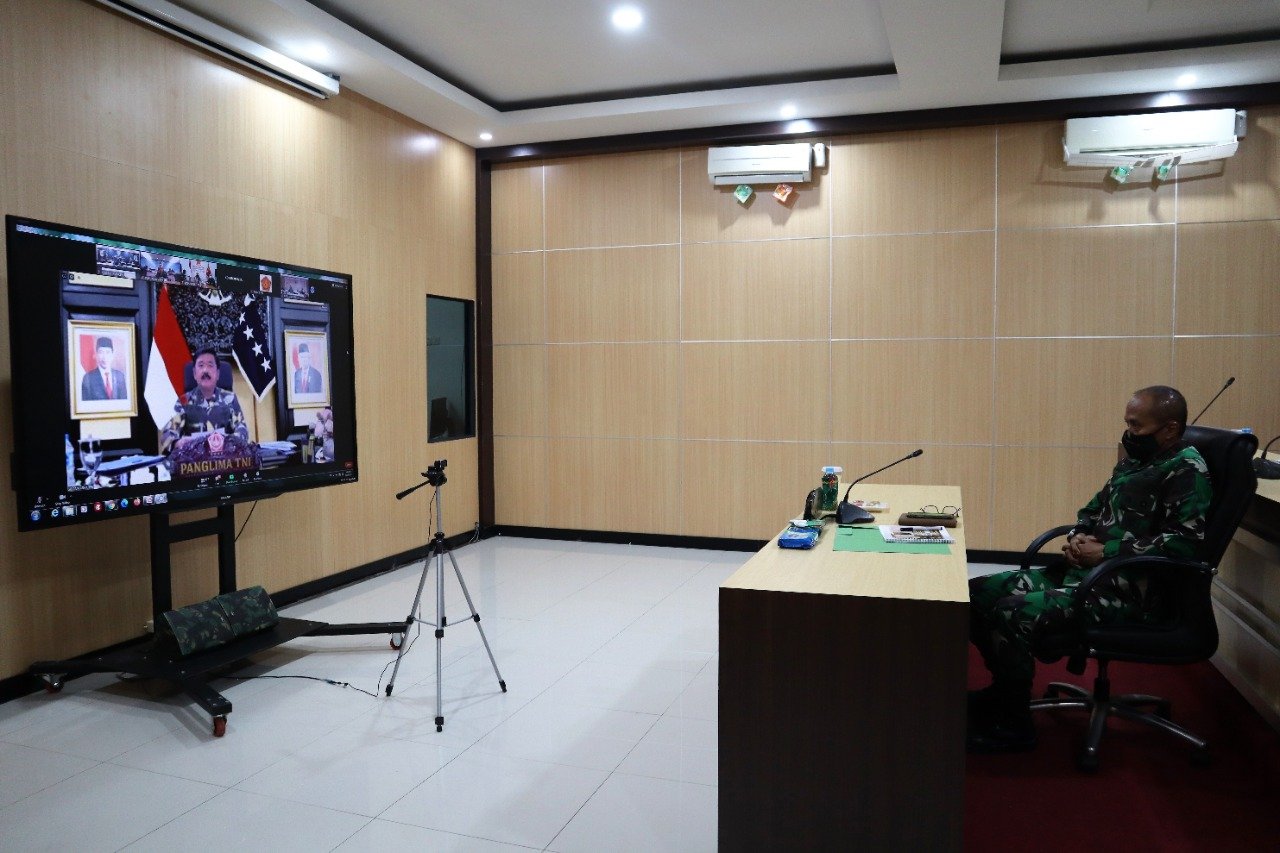 Pangdam XVII/Cenderawasih Vicon dengan Panglima TNI Bahas Covid-19, Natal dan Tahun Baru