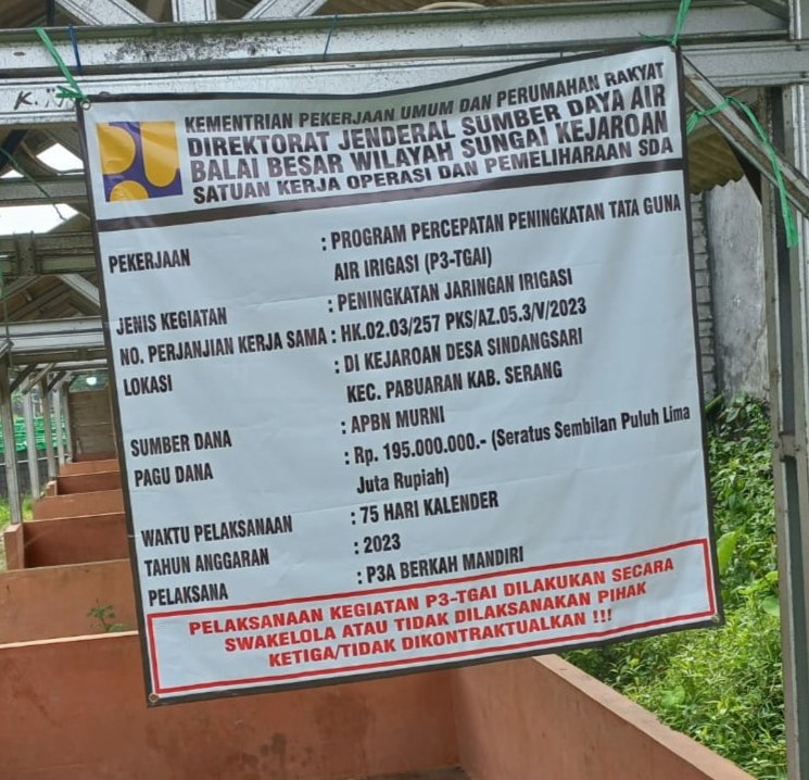 Pekerjaan P3-TGAI di Desa Sindang Sari Diduga Langgar Aturan