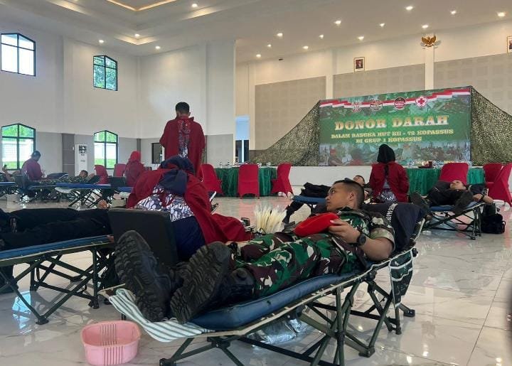 Kopassus Group 1 Gelar Donor Darah Sambut HUT Ke-72