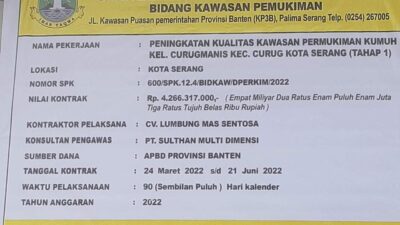 ULP Banten Angkat Perusahaan Daftar Hitang Jadi Pemenang Tender Rp 4,2 Miliar