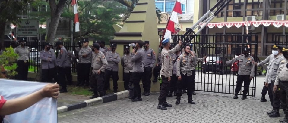 Unras FSPMI di Serang, Polres Kota Siagakan Ratusan Personel