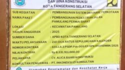 Proyek Trotoar Pamulang Mangkrak, LSM Desak Blacklist Kontraktor