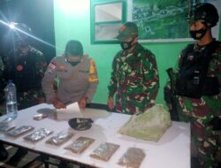 Yonif 131/Braja Sakti Amankan 7 Kantong Ganja di Perbatasan RI-PNG
