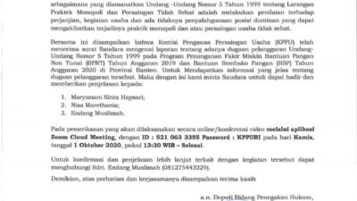 KPPU RI Gelar Klarifikasi Virtual Dewan Musa Weliansyah Soal Dugaan Monopoli PT AAM