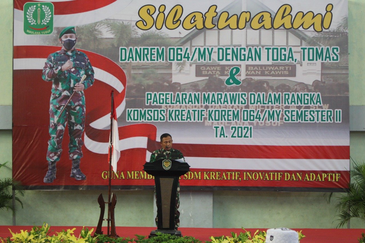 Komsos Kreatif Danrem 064/MY Silaturahmi Bersama Toga Tomas dan Gelar Pagelaran Marawis