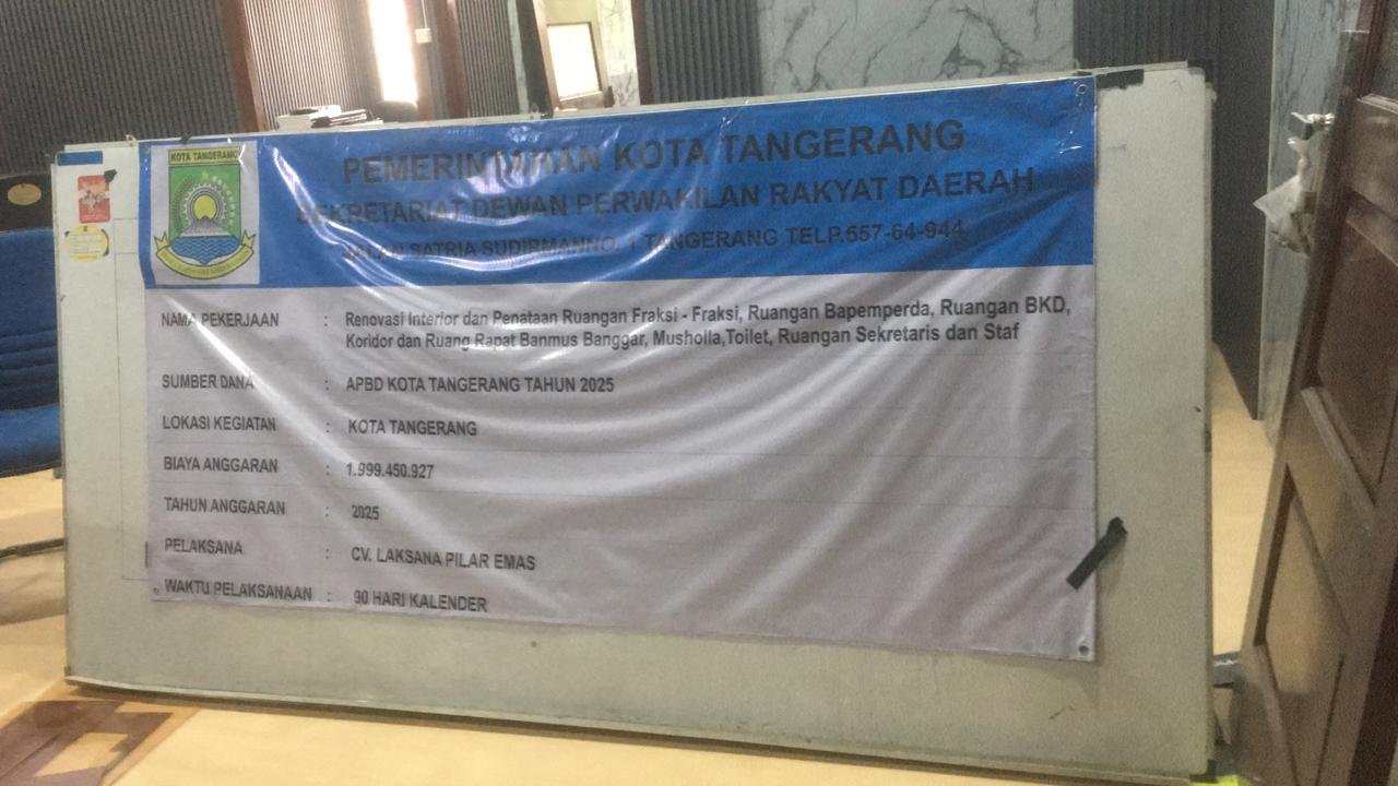 Sekwan DPRD Tangerang Diam, Proyek Renovasi Rp2 Miliar Disorot Isu Pelanggaran K3