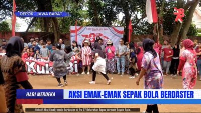 Aksi Emak-emak Berdaster di RW 07 Tapos Main Sepak Bola