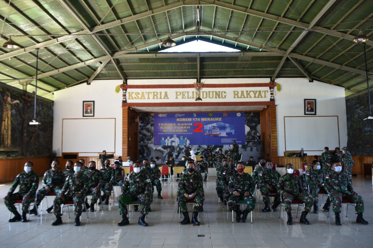 150 Personel Korem 174 Merauke Selesai Vaksinasi Covid-19 Tahap Kedua