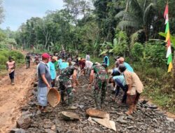 Satgas TMMD 113 Kodim 0601/Pdg Tetap Bekerja Meskipun Hujan