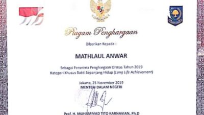 Mathla'ul Anwar Terima Penghargaan dari Kementerian Dalam Negeri