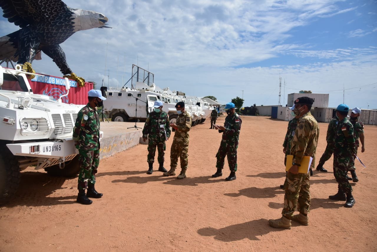 Tim Wasev TNI Inspeksi Satgas Konga XXXIX-B RDB Pastikan Misi PBB Lancar