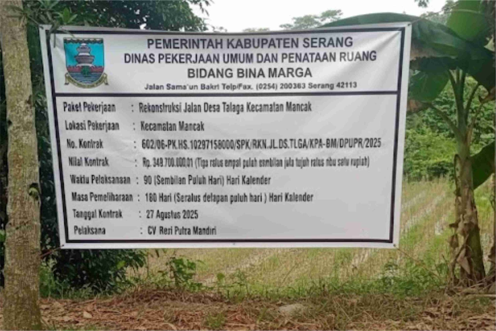 Proyek Jalan Rp349 Juta di Mancak Diduga Asal Jadi, Gmaks Desak APH Selidiki