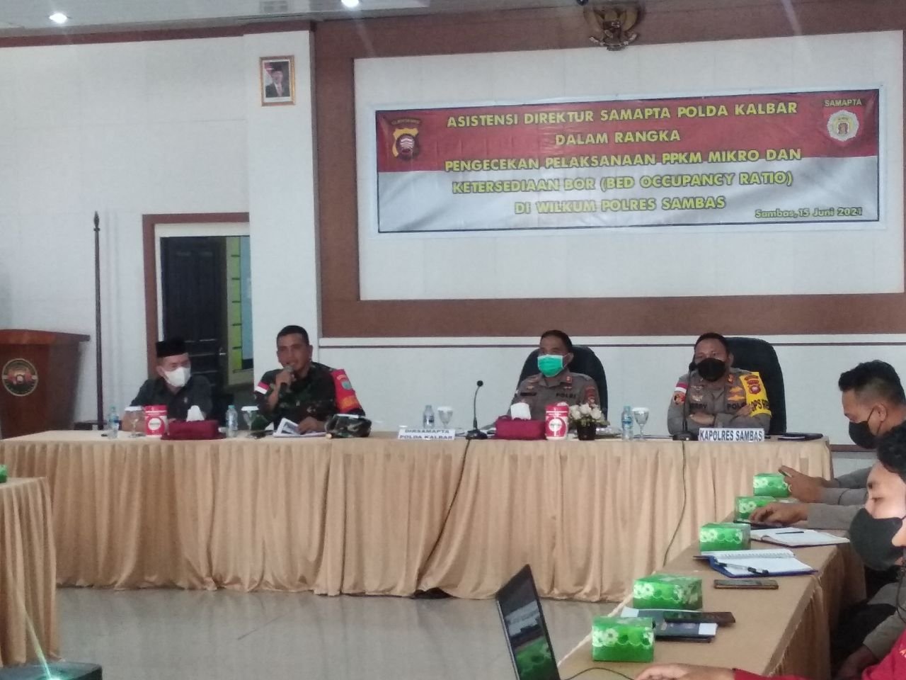 Komandan Kodim Sambas Hadiri Asistensi Pengecekan PPKM Mikro