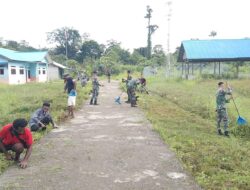 Yonif 126/KC Ajak Warga Karya Bakti Bersihkan dan Indahkan Kampung