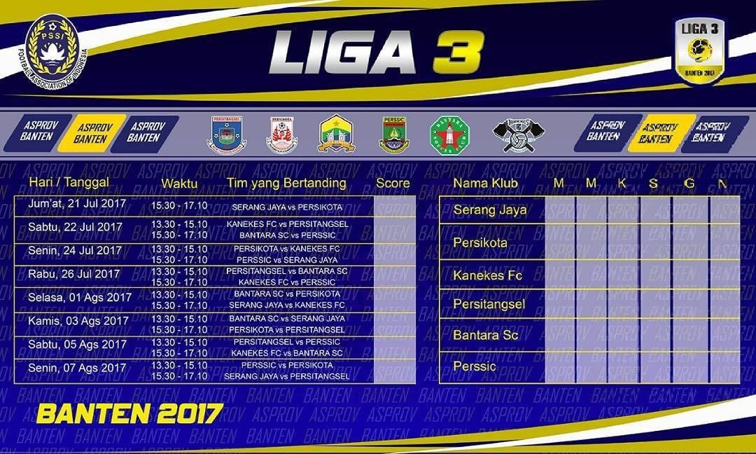 Jadwal Lengkap Liga 3 Zona Banten 2017