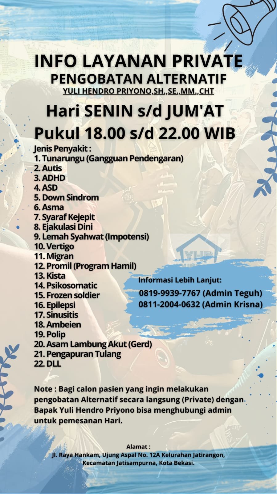 Yuli Hendro Priyono Buka Layanan Pengobatan Alternatif Private