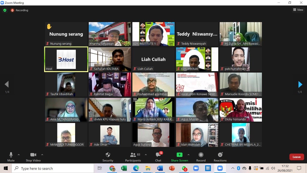 Institute EDS Galar Webinar Perdana Kesiapan Pemilu 2024