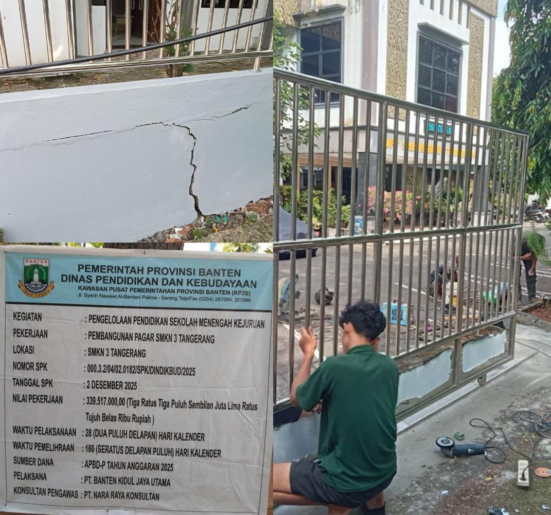 Pejabat SMK Banten Diam Proyek Pagar SMKN 3 Tangerang Diduga Ladang Korupsi