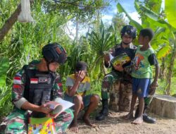 Satgas Yonif Raider 142/KJ Gelar Perpustakaan Keliling di Libur Sekolah