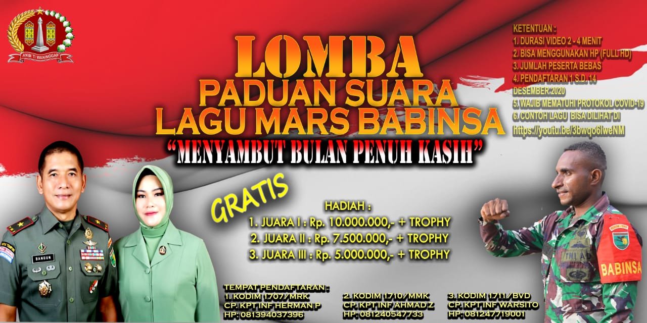 Danrem Merauke Ajak Warga Papua Rayakan Bulan Kasih Lewat Lomba Paduan Suara