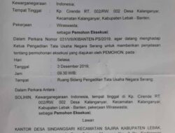 Desa Sindangsari Lebak Banten Mangkir dari Persidangan