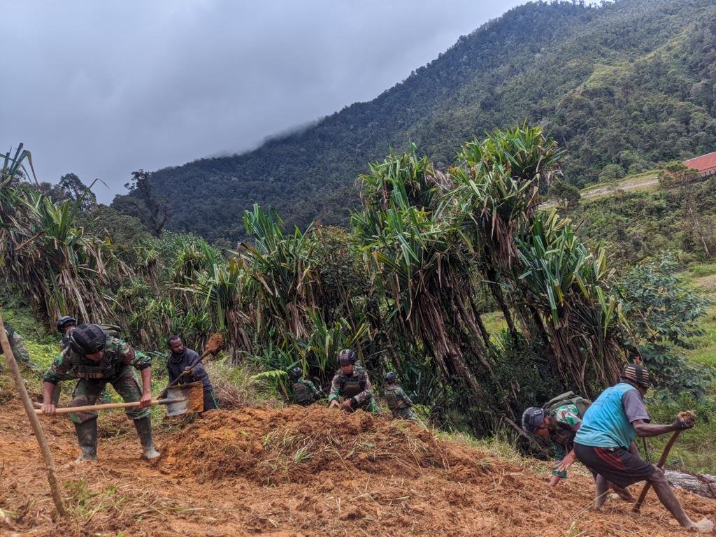 Yonif Raider 321 Kostrad Olah Lahan Perkebunan Bersama Rakyat Tingkatkan Ekonomi