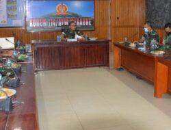 Danrem 174 Merauke Sampaikan Visi Misi Lewat Vicon ke Satuan dan Satgas di Wilayah Korem