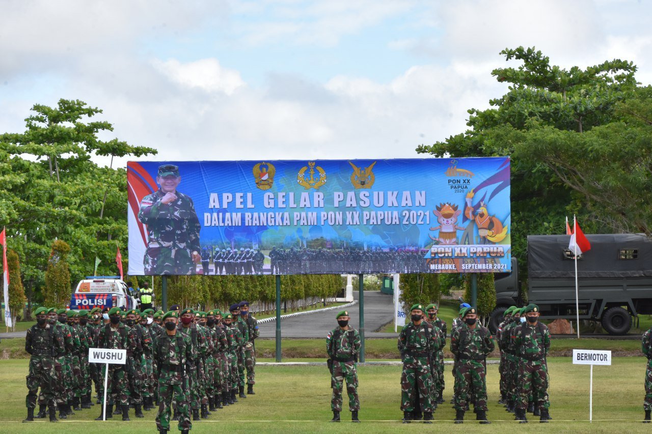 Danrem 174 Merauke Pimpin Apel Gelar Pasukan Pengamanan PON XX 2021