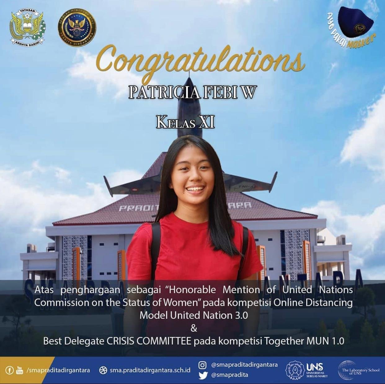 Siswi Pradita Dirgantara Raih Penghargaan di Dua Kompetisi Model United Nations