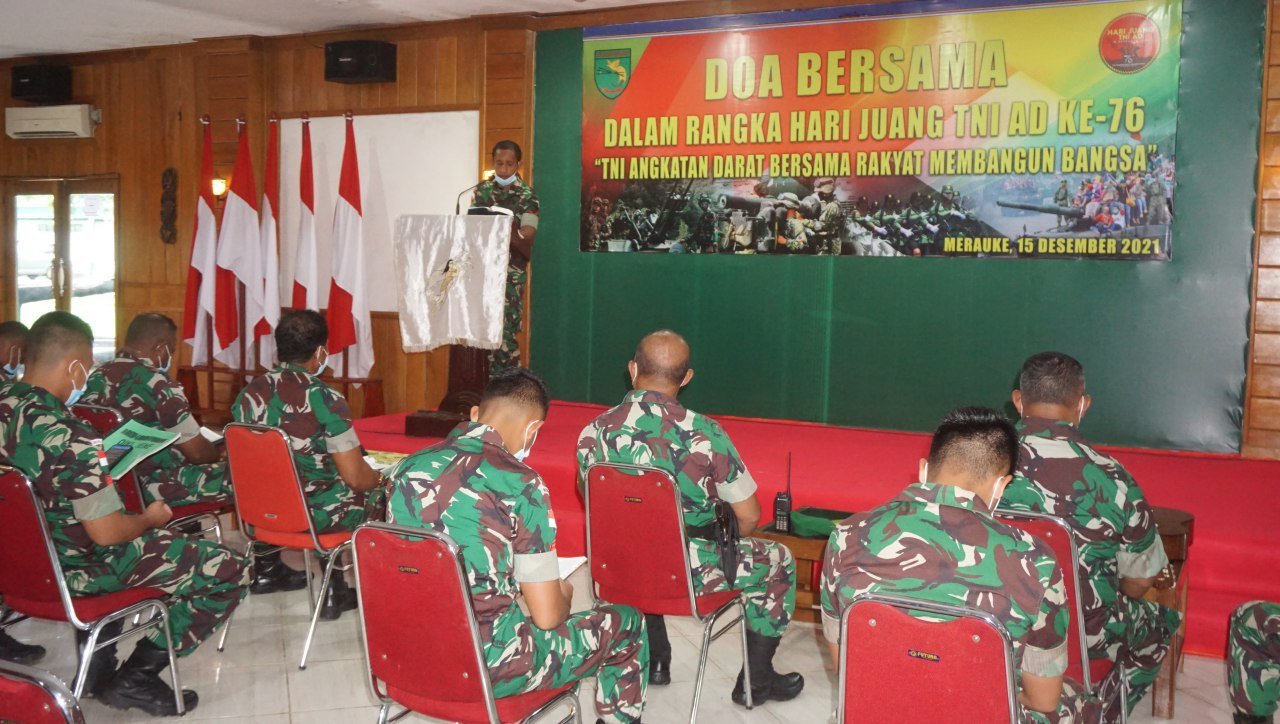 Korem 174/ATW Merauke Gelar Doa Bersama Peringati Hari Juang TNI AD Ke-76