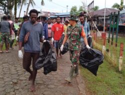 Satgas TMMD Reg Ke-114 Ajak Warga Bersihkan Kampung Jaga Kebersihan