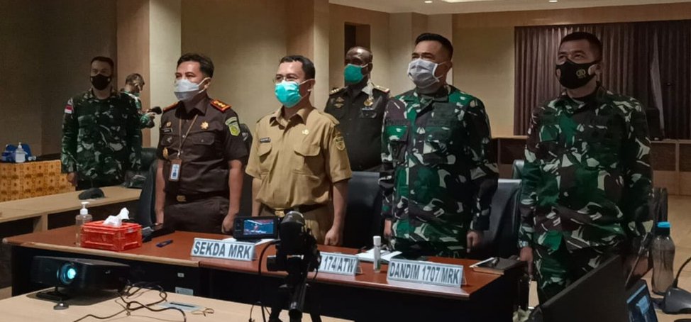 Korem 174 dan Forkopimda Merauke Ikuti Pengarahan Presiden Soal Pengendalian Karhutla